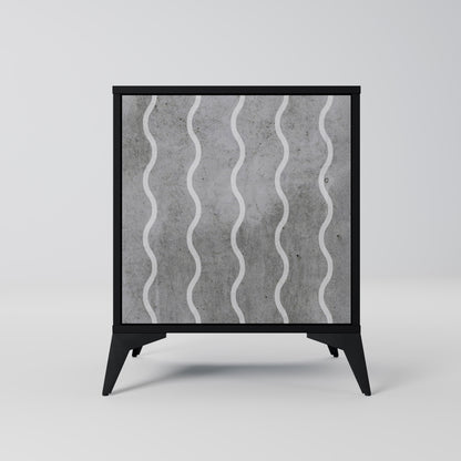 WAVES OF CONCRETE 1-Door Sideboard in Black Finish