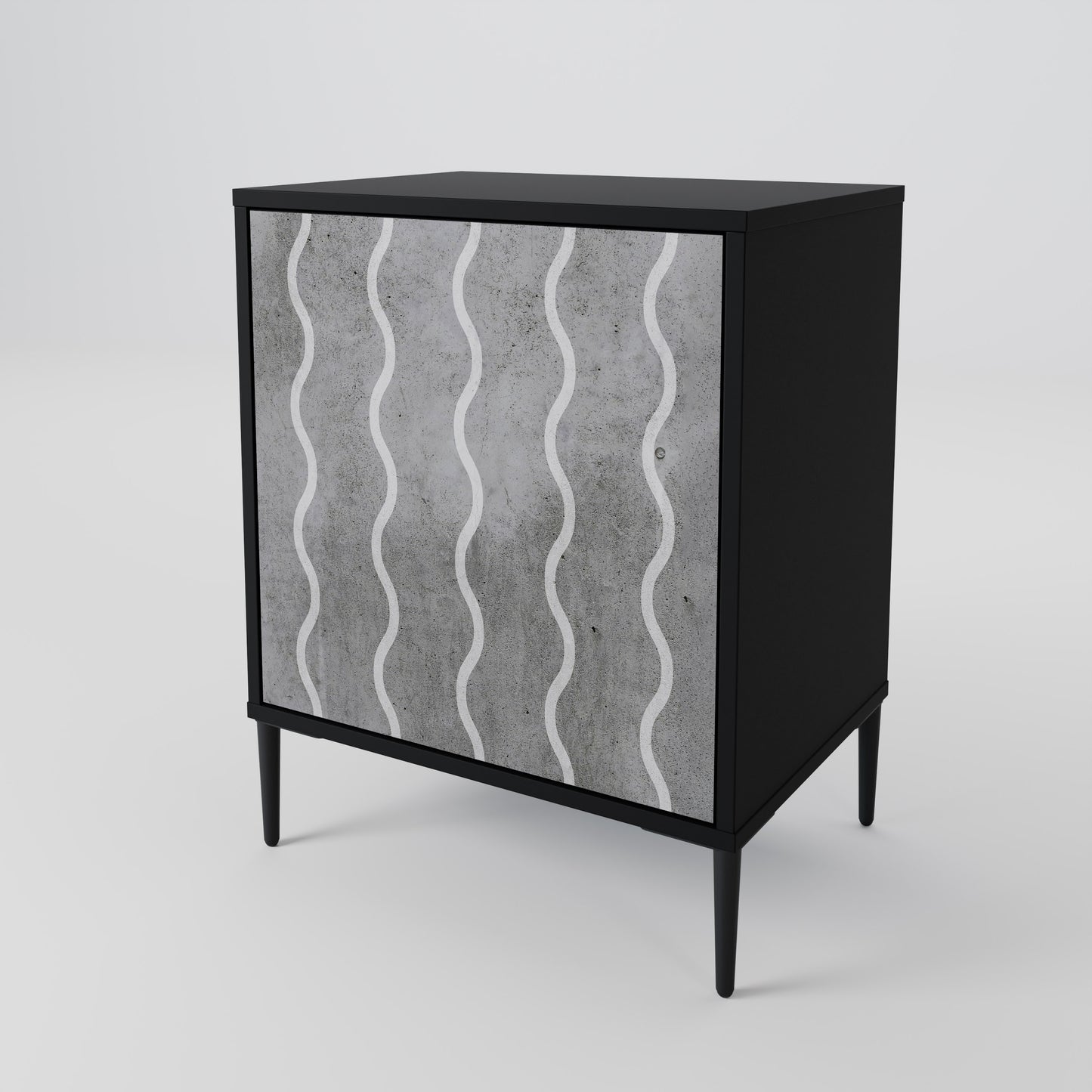 WAVES OF CONCRETE 1-Door Sideboard in Black Finish