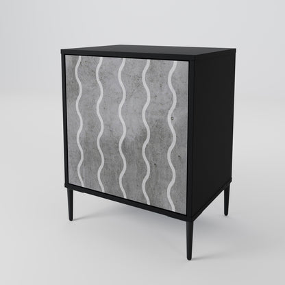 WAVES OF CONCRETE 1-Door Sideboard in Black Finish