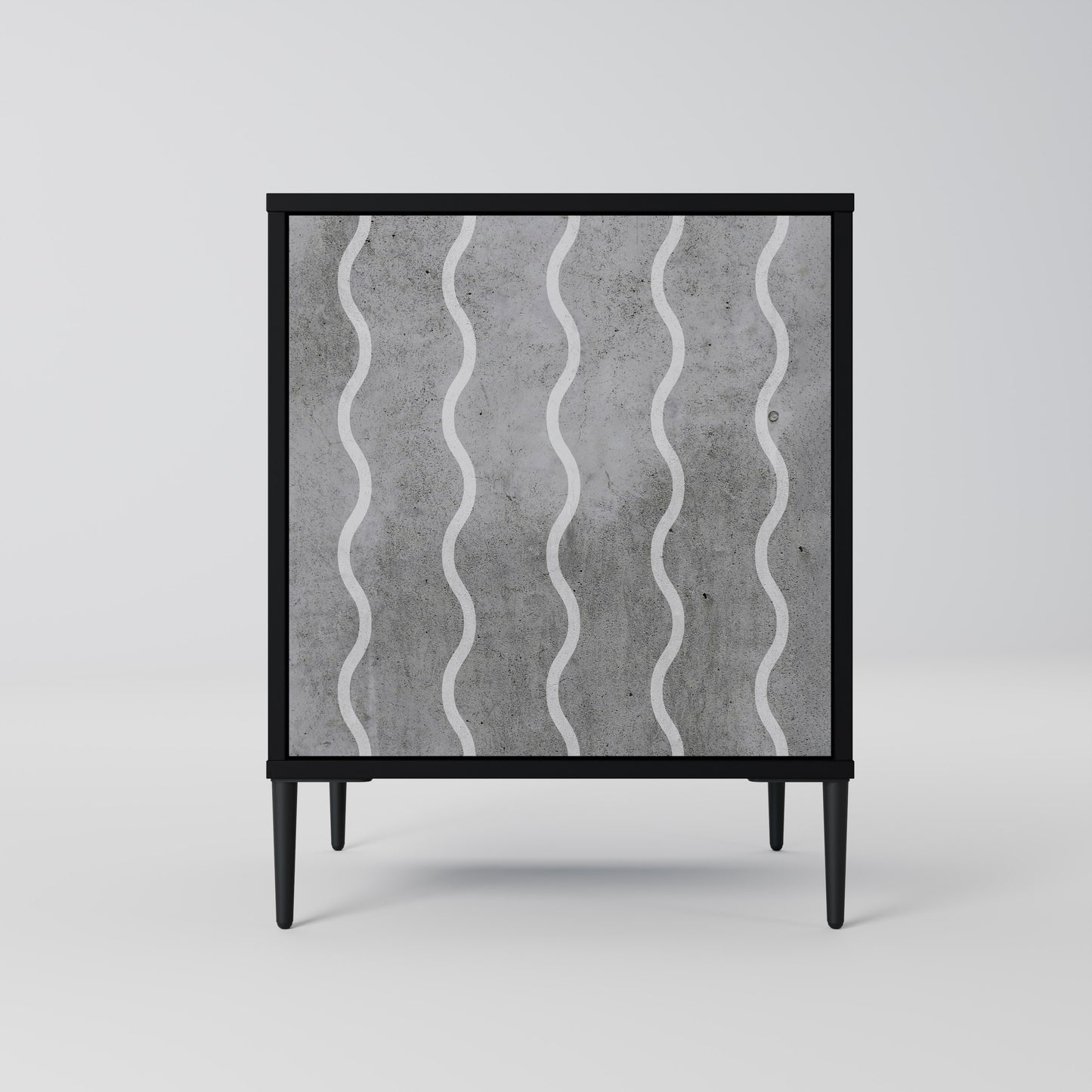 WAVES OF CONCRETE 1-Door Sideboard in Black Finish
