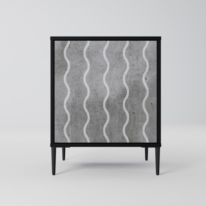 WAVES OF CONCRETE 1-Door Sideboard in Black Finish