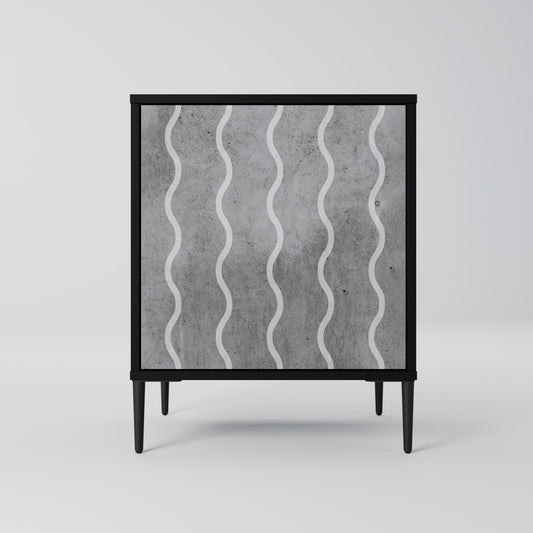 WAVES OF CONCRETE 1-Door Sideboard in Black Finish