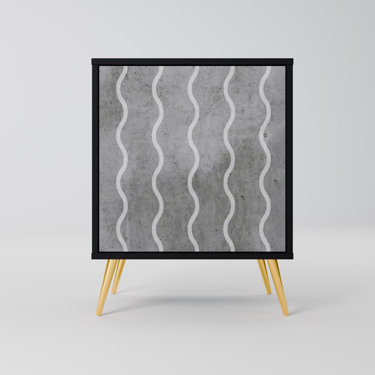 WAVES OF CONCRETE 1-Door Sideboard in Black Finish