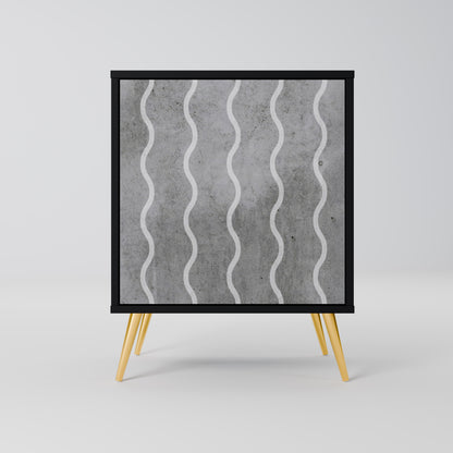 WAVES OF CONCRETE 1-Door Sideboard in Black Finish