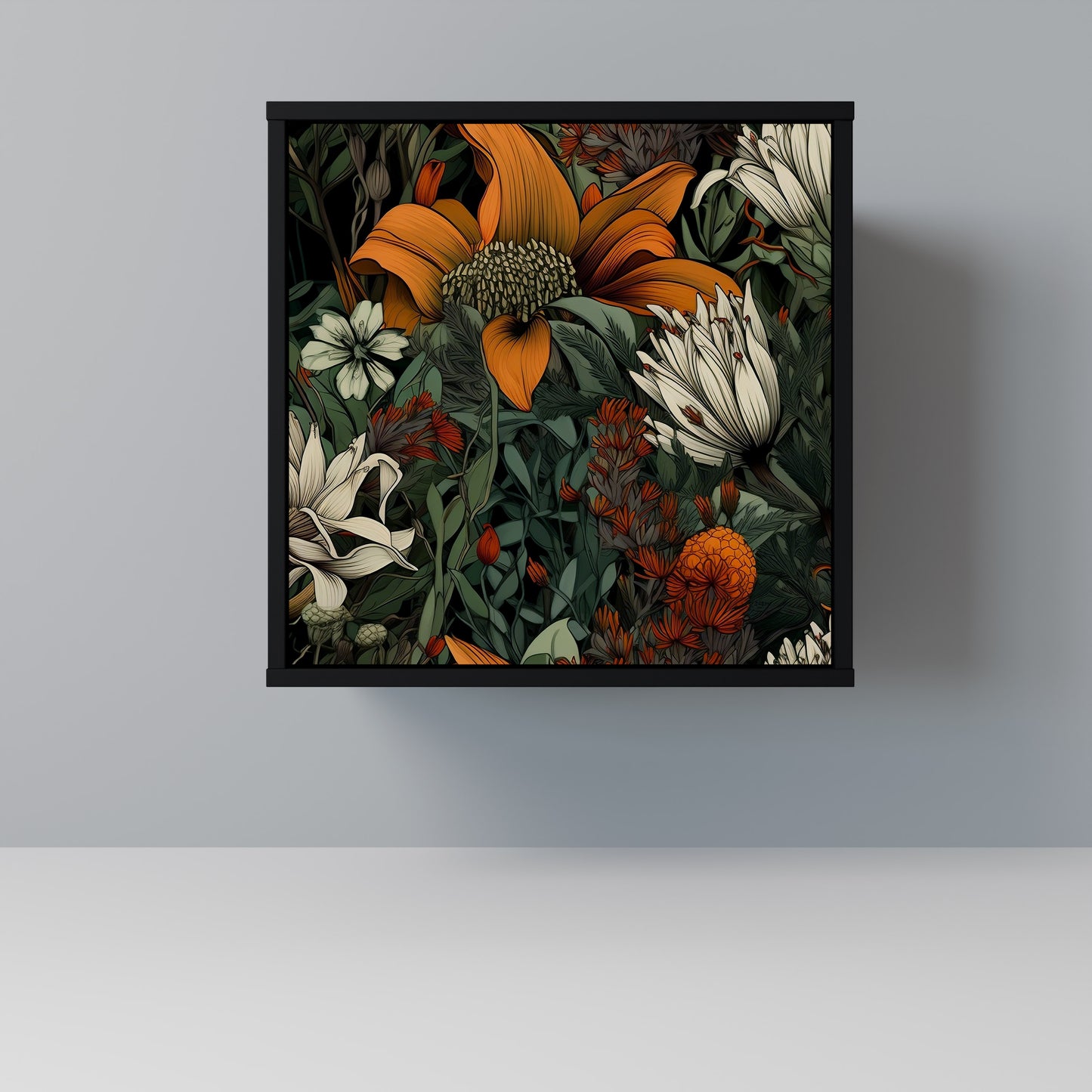 MIDNIGHT SPROUT 1-Door Sideboard in Black Finish