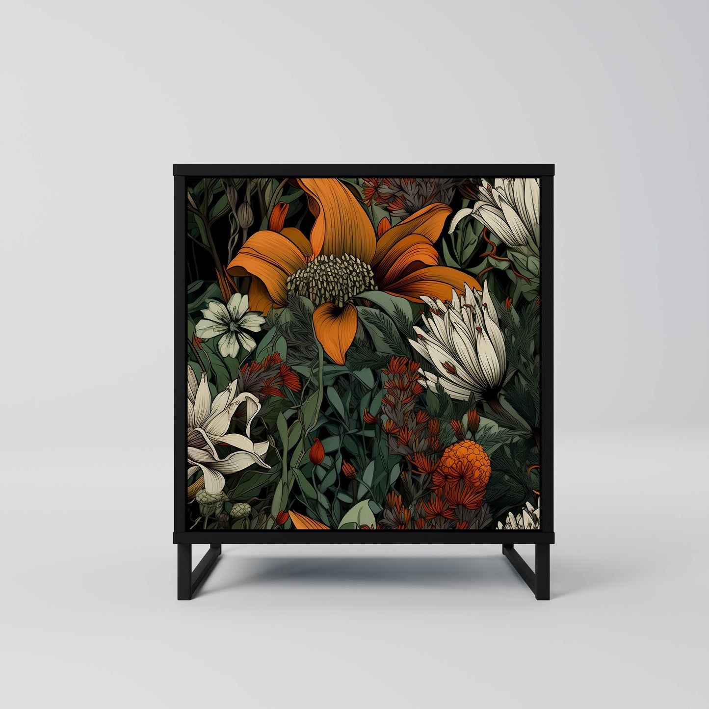 MIDNIGHT SPROUT 1-Door Sideboard in Black Finish