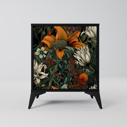 MIDNIGHT SPROUT 1-Door Sideboard in Black Finish