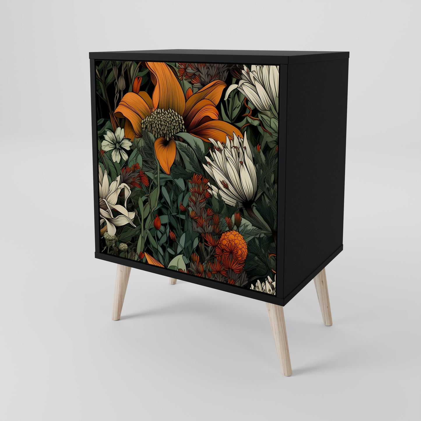 MIDNIGHT SPROUT 1-Door Sideboard in Black Finish