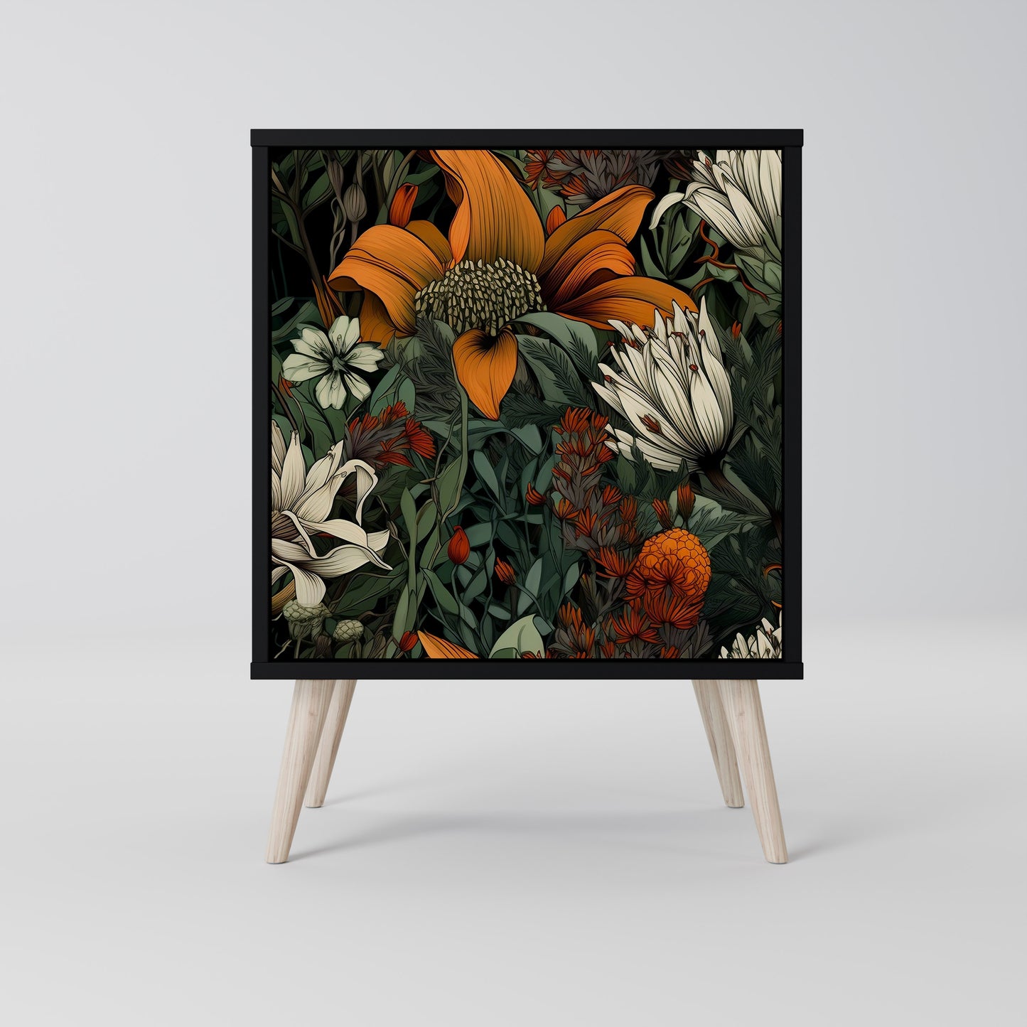 MIDNIGHT SPROUT 1-Door Sideboard in Black Finish