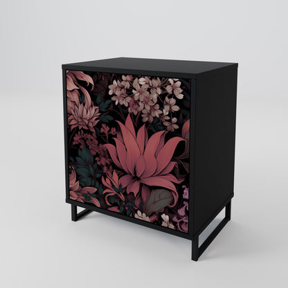 FLORAL WHISPER 1-Door Sideboard in Black Finish