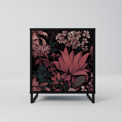FLORAL WHISPER 1-Door Sideboard in Black Finish