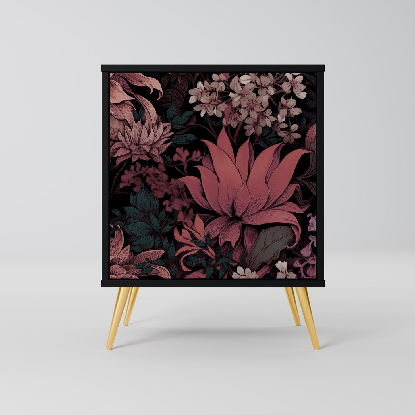 FLORAL WHISPER 1-Door Sideboard in Black Finish