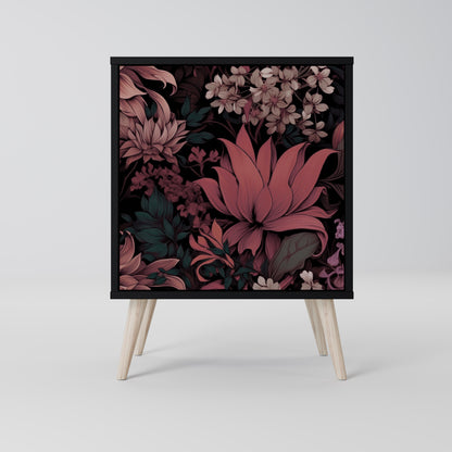 FLORAL WHISPER 1-Door Sideboard in Black Finish