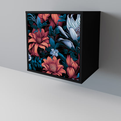 ETHEREAL BLOSSOMS 1-Door Sideboard in Black Finish