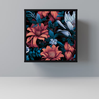 ETHEREAL BLOSSOMS 1-Door Sideboard in Black Finish