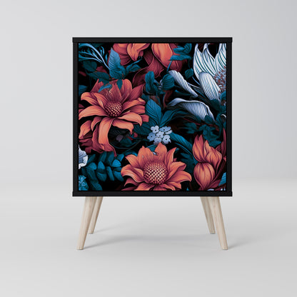 ETHEREAL BLOSSOMS 1-Door Sideboard in Black Finish