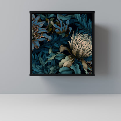 TWILIGHT BLOOM 1-Door Sideboard in Black Finish