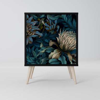 TWILIGHT BLOOM 1-Door Sideboard in Black Finish