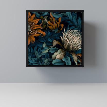 MORNING BLOOM 1-Door Sideboard in Black Finish