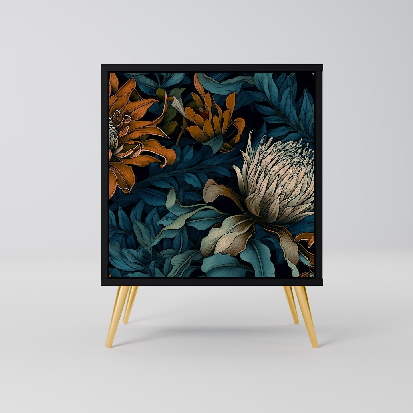 MORNING BLOOM 1-Door Sideboard in Black Finish