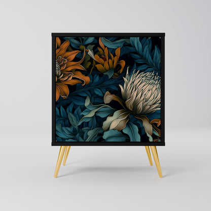 MORNING BLOOM 1-Door Sideboard in Black Finish