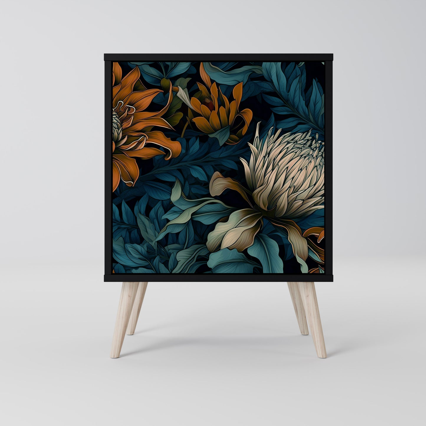 MORNING BLOOM 1-Door Sideboard in Black Finish