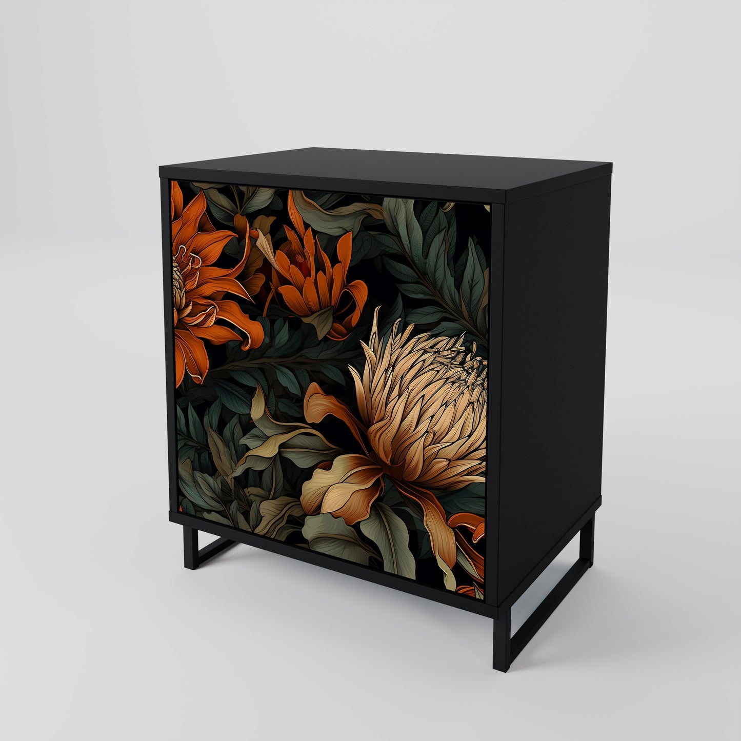 DAWN BLOOM 1-Door Sideboard in Black Finish
