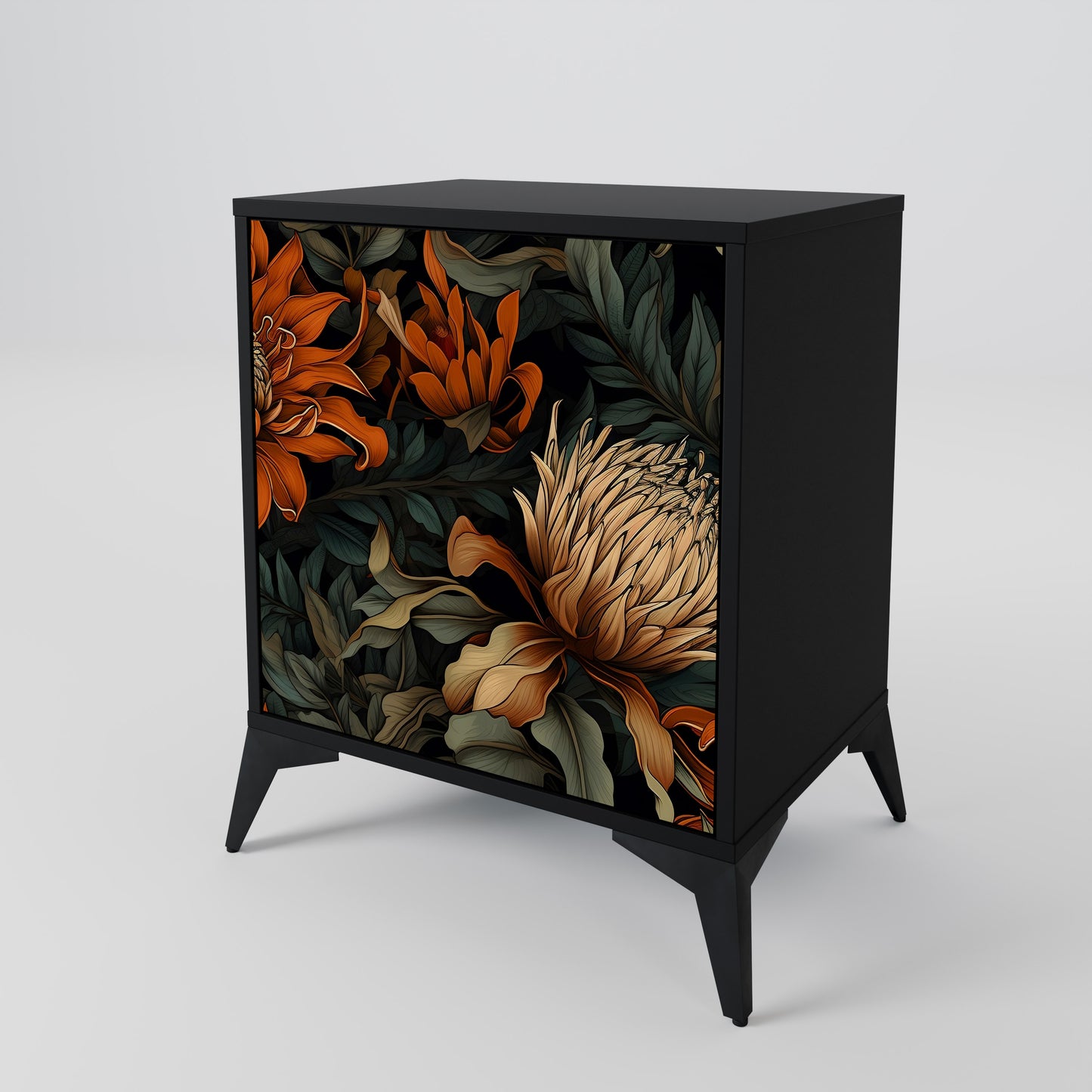 DAWN BLOOM 1-Door Sideboard in Black Finish