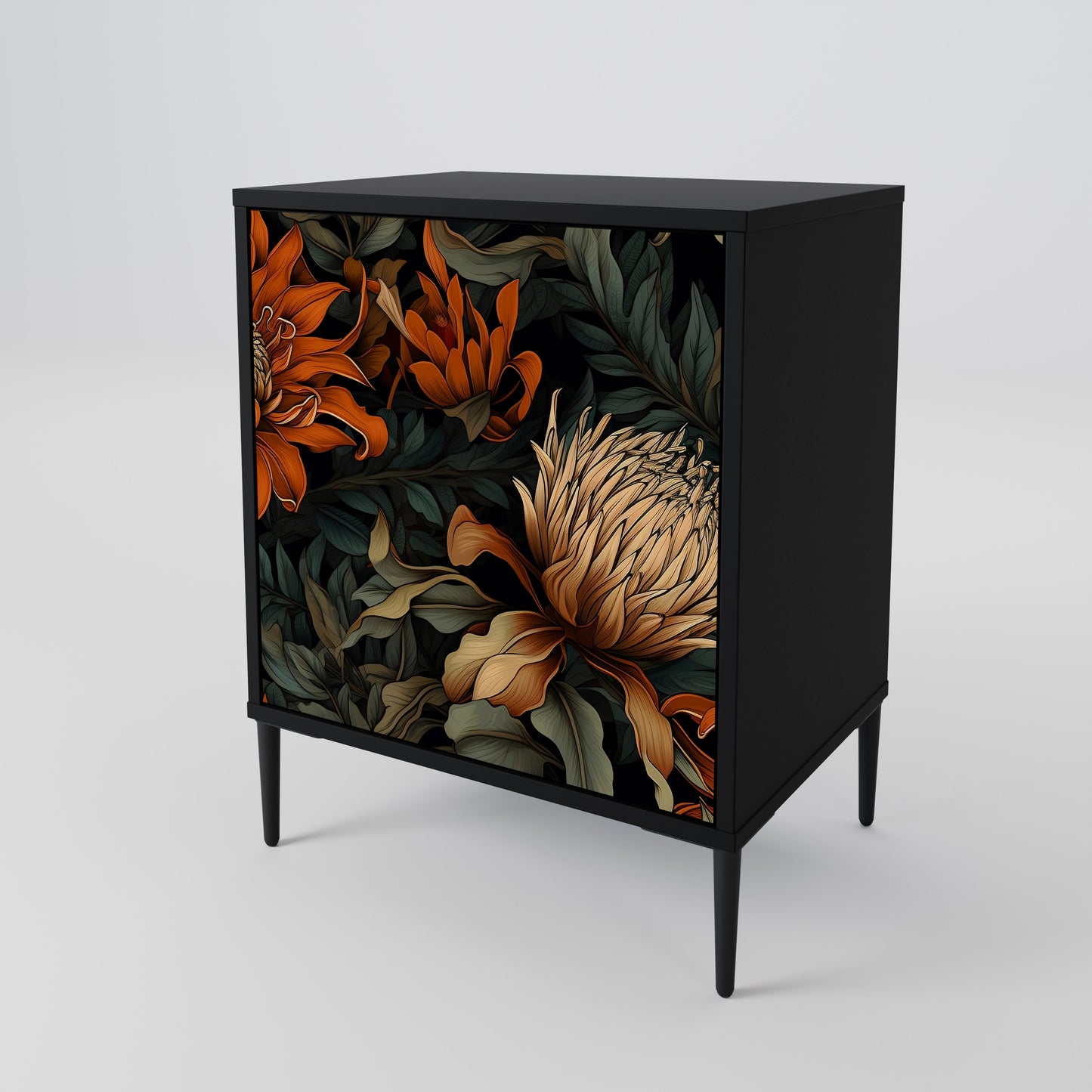 DAWN BLOOM 1-Door Sideboard in Black Finish