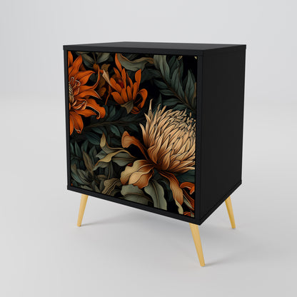 DAWN BLOOM 1-Door Sideboard in Black Finish