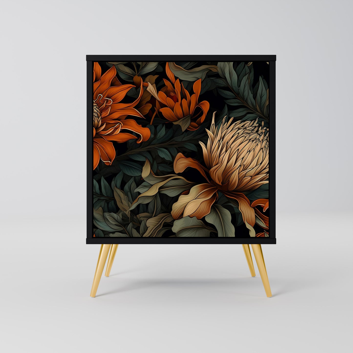 DAWN BLOOM 1-Door Sideboard in Black Finish