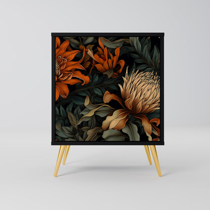 DAWN BLOOM 1-Door Sideboard in Black Finish