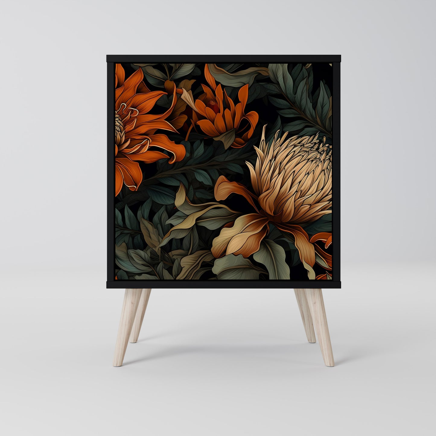 DAWN BLOOM 1-Door Sideboard in Black Finish