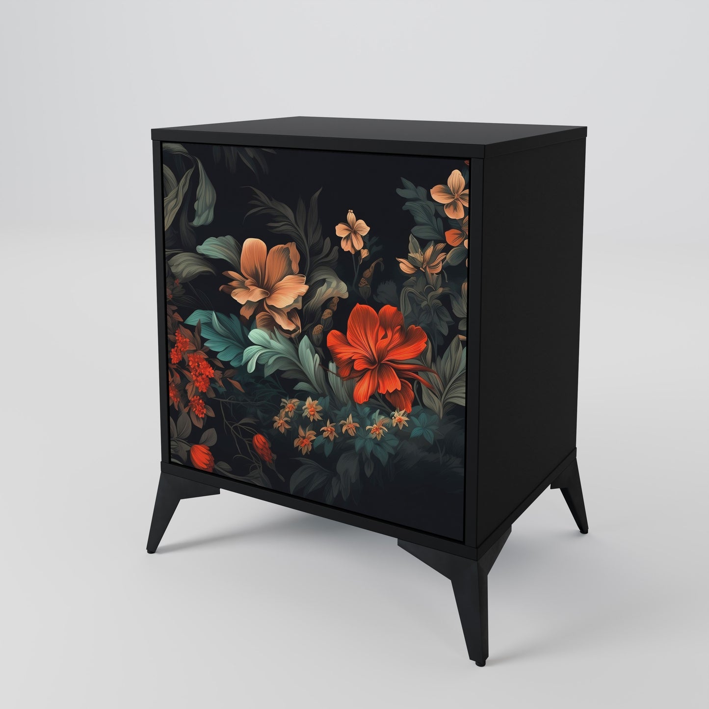 IMAGINARY BLOSSOM 1-Door Sideboard in Black Finish