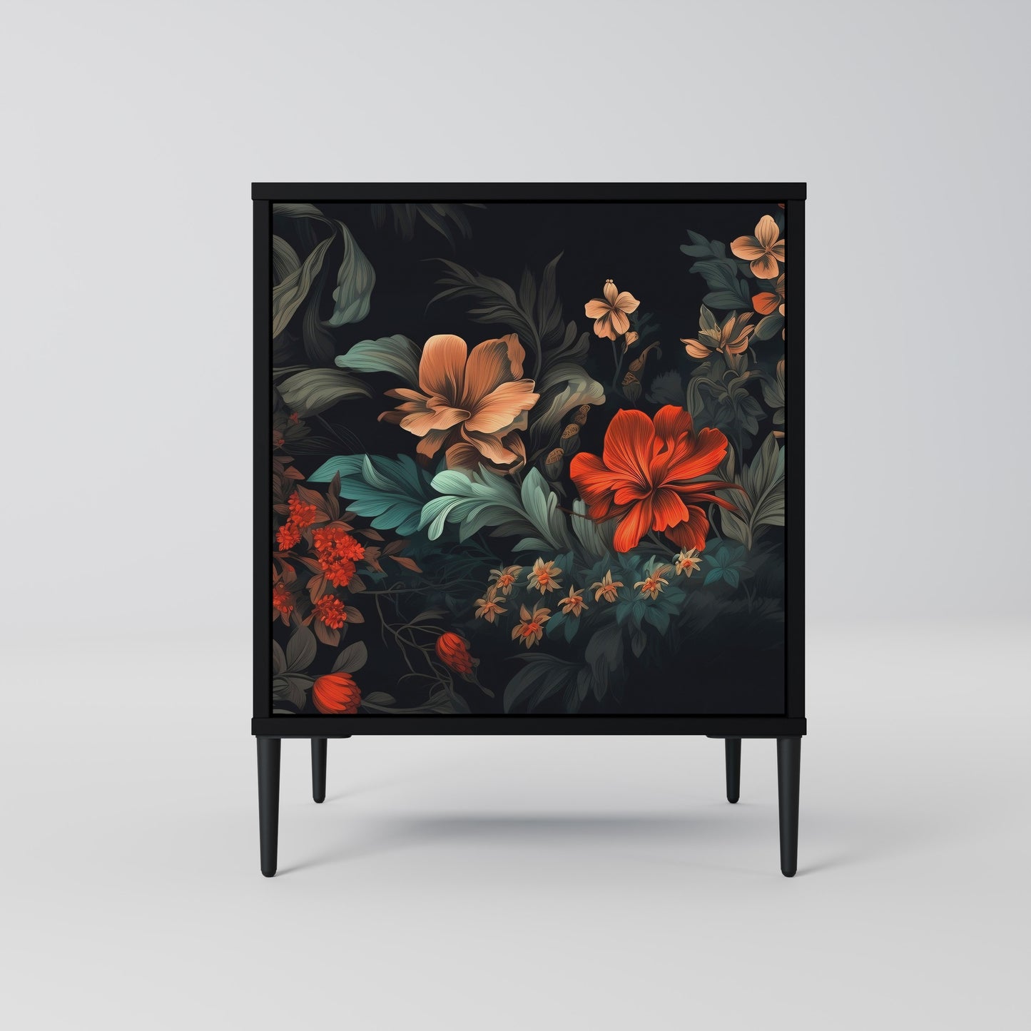 IMAGINARY BLOSSOM 1-Door Sideboard in Black Finish