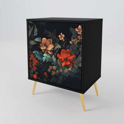 IMAGINARY BLOSSOM 1-Door Sideboard in Black Finish