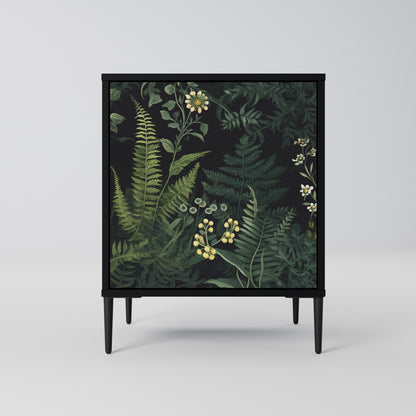 FERN FLOWERS 1-Door Sideboard in Black Finish