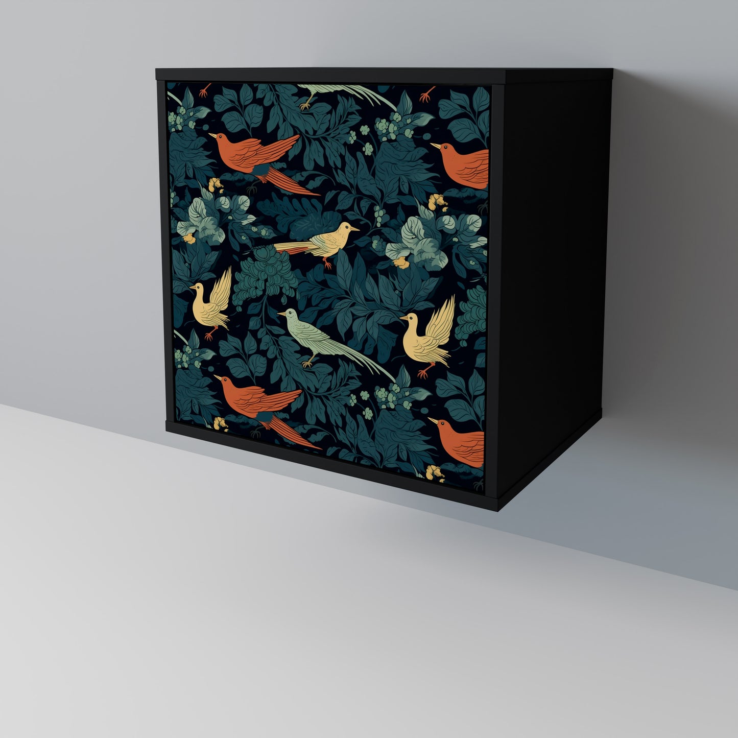 FOWL ORNAMENT 1-Door Sideboard in Black Finish