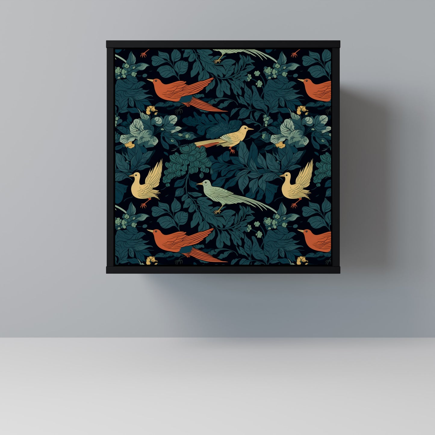 FOWL ORNAMENT 1-Door Sideboard in Black Finish