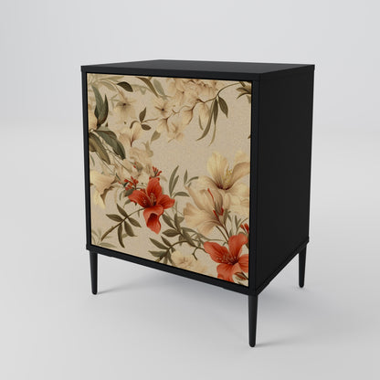 BLOOMING HARMONY 1-Door Sideboard in Black Finish