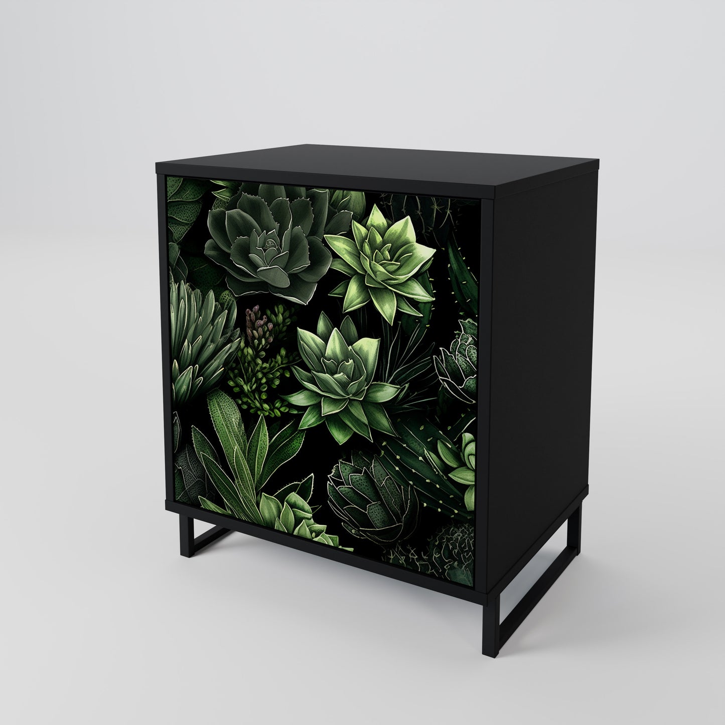 SUCCULENT JUNGLE 1-Door Sideboard in Black Finish