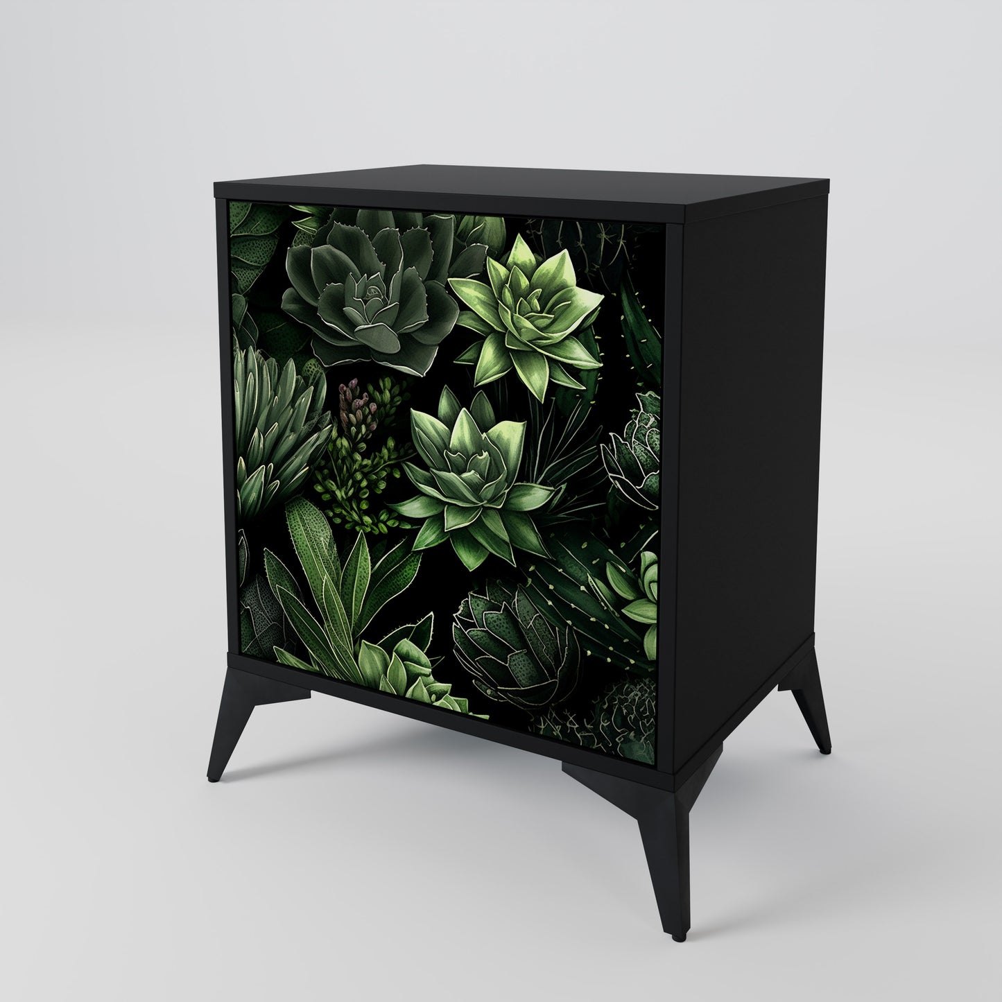 SUCCULENT JUNGLE 1-Door Sideboard in Black Finish
