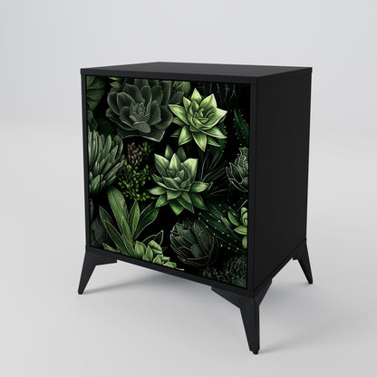 SUCCULENT JUNGLE 1-Door Sideboard in Black Finish