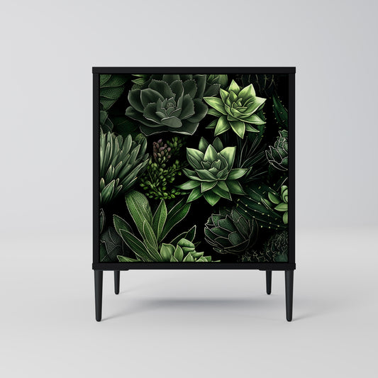 SUCCULENT JUNGLE 1-Door Sideboard in Black Finish