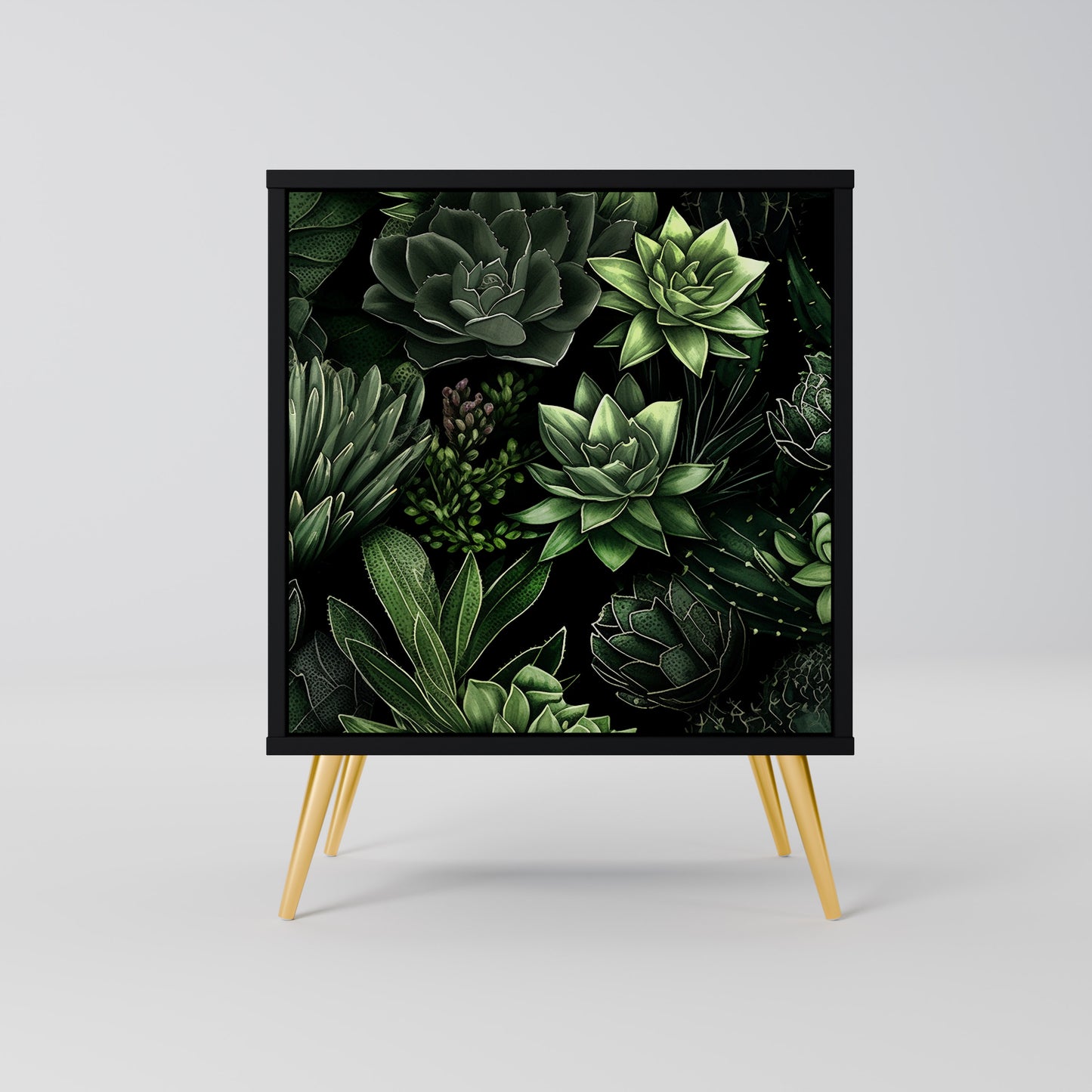 SUCCULENT JUNGLE 1-Door Sideboard in Black Finish