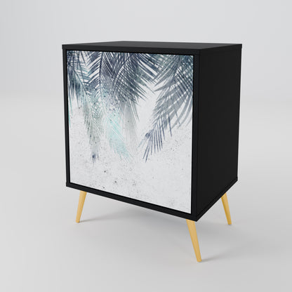 PALM VEIL 1-Door Sideboard in Black Finish