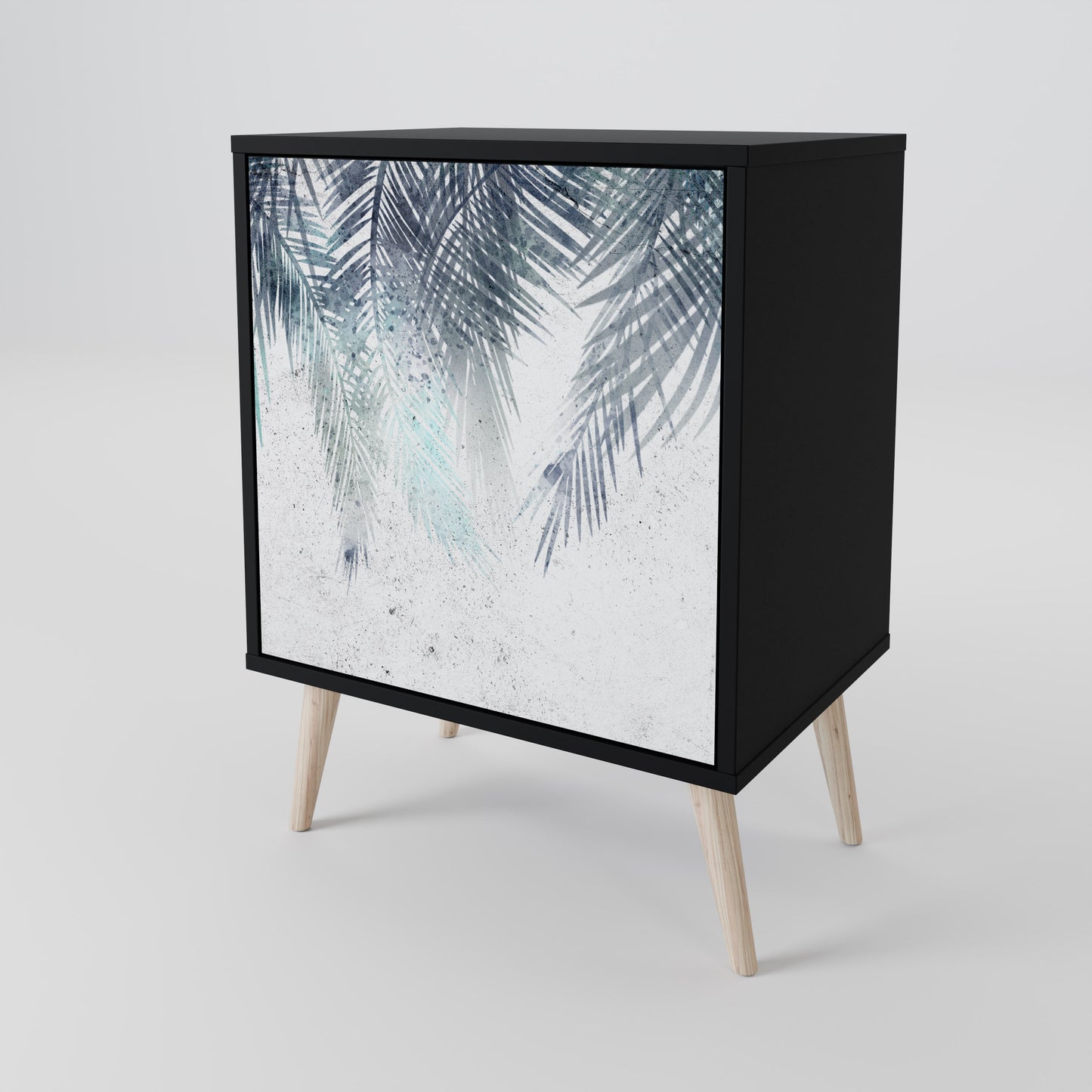 PALM VEIL 1-Door Sideboard in Black Finish