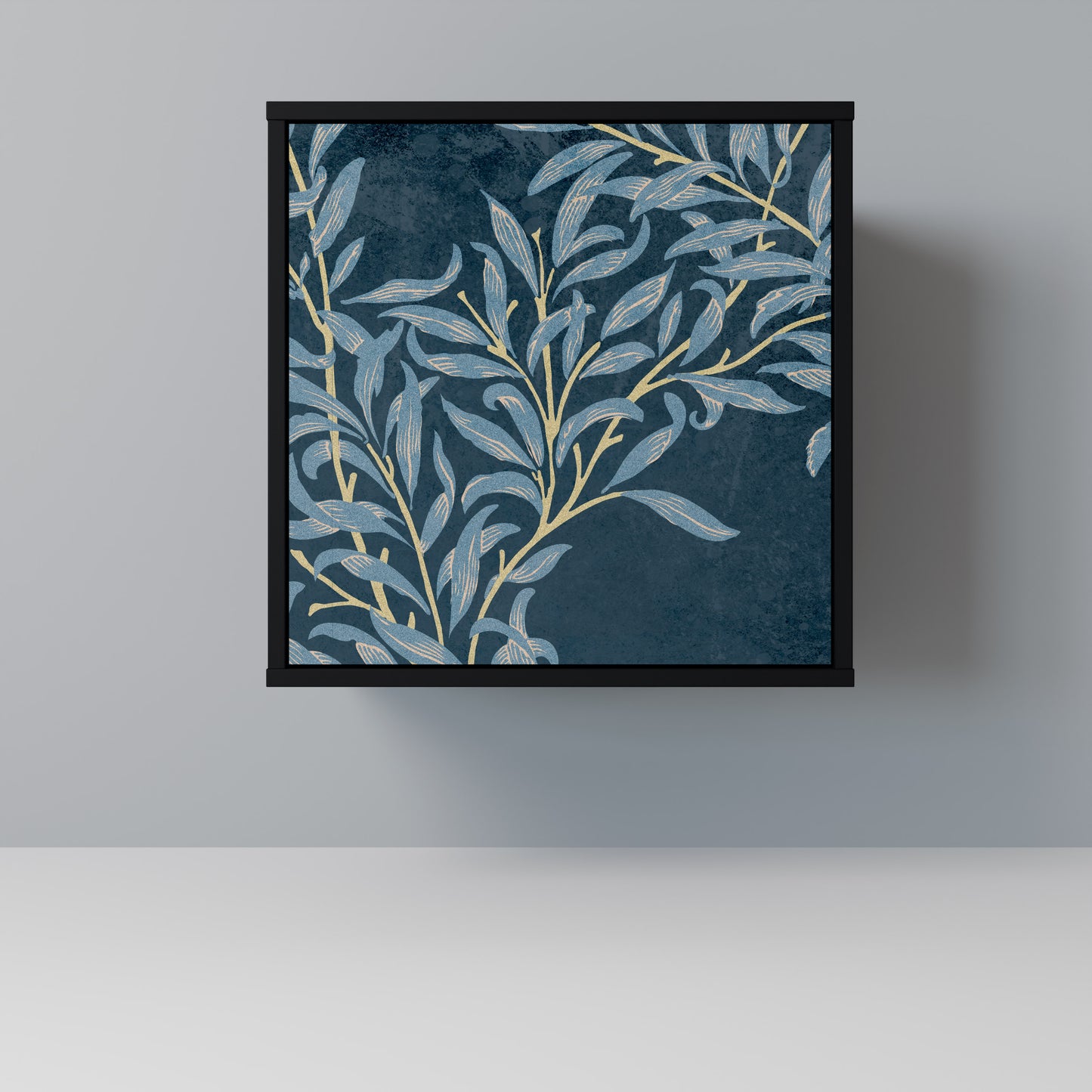 BLUE LEAVES 1-Door Sideboard in Black Finish