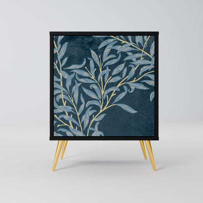 BLUE LEAVES 1-Door Sideboard in Black Finish