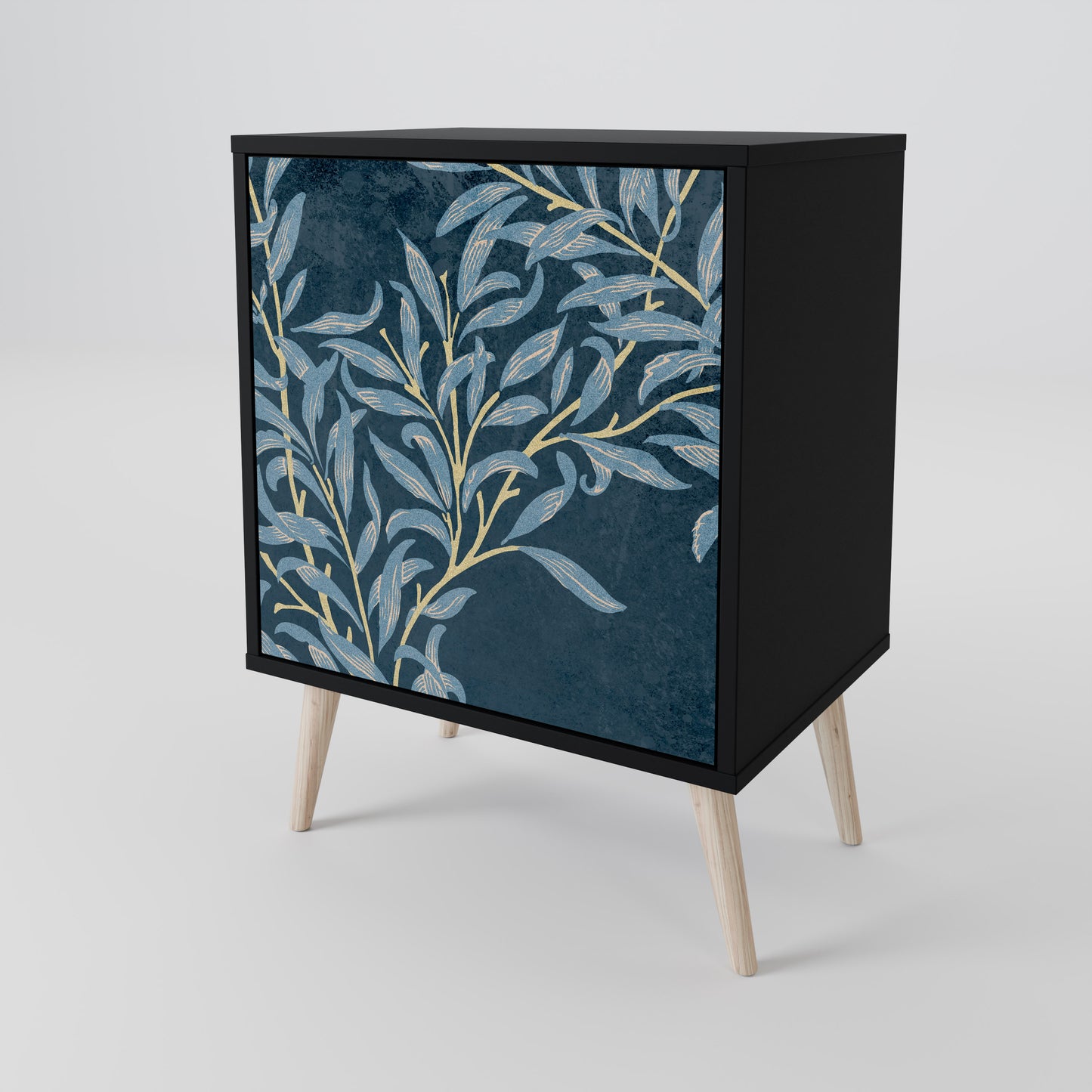 BLUE LEAVES 1-Door Sideboard in Black Finish